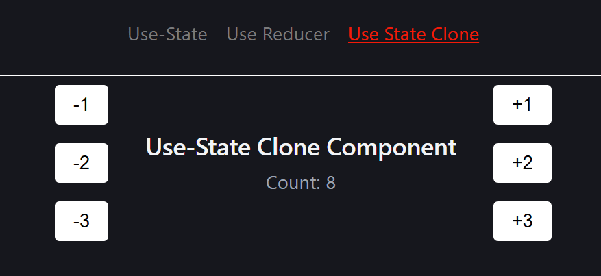 useStateClone component based on custom useState hook which is driven by useReducer